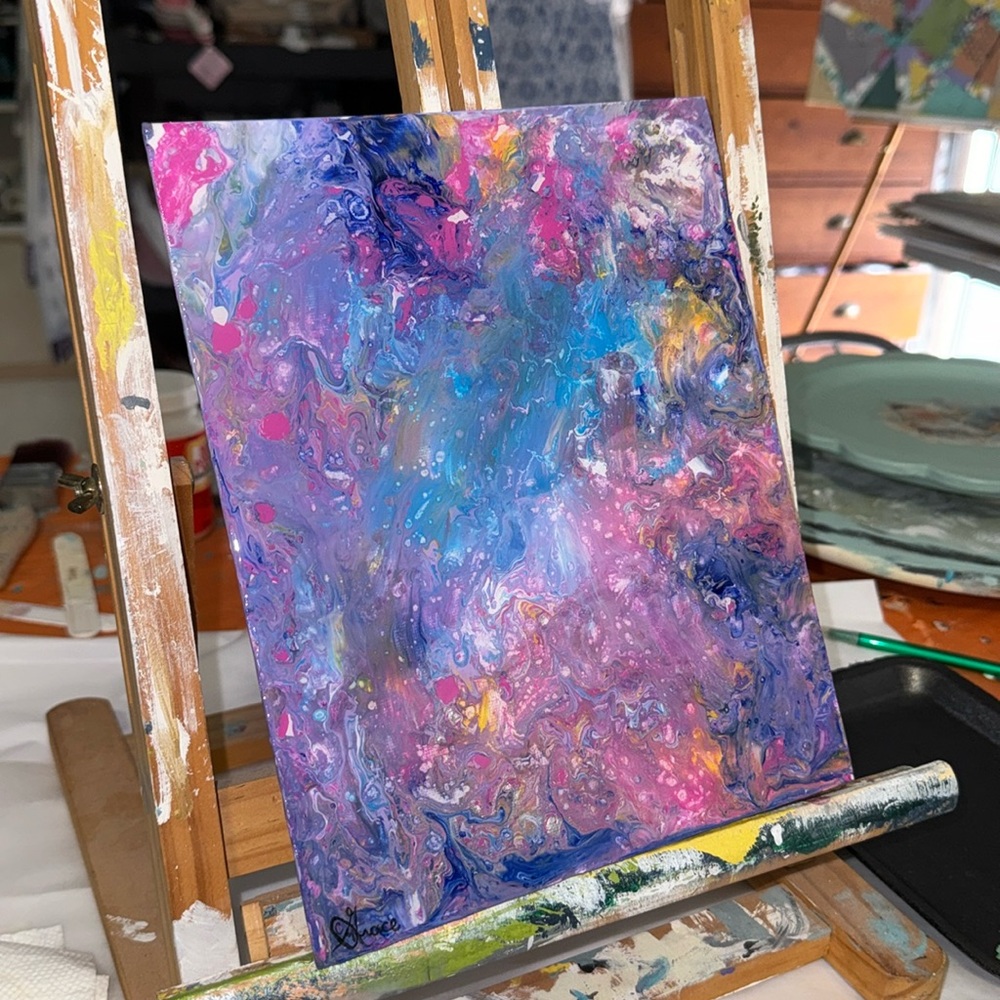 8”x10” Original Acrylic Pour Painting sealed with Resin- Abstract